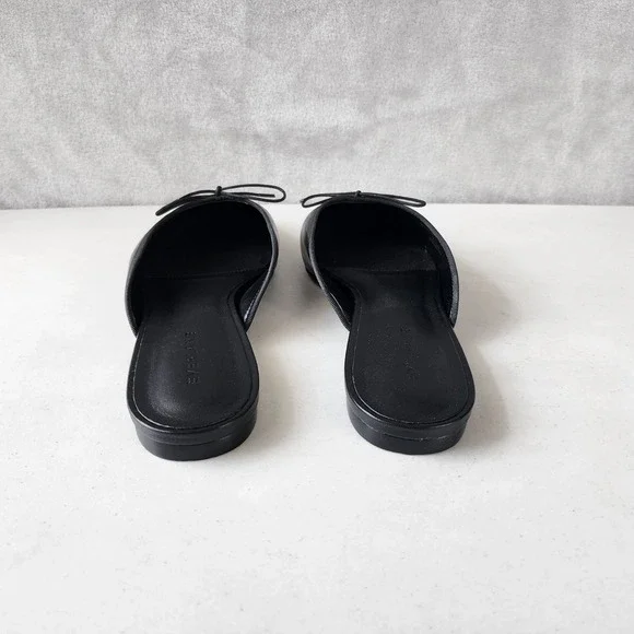 Everlane Ballet Mule Flats Womens Size 9 Leather Black Square Toe Shoes Bow NIB - Picture 13 of 13